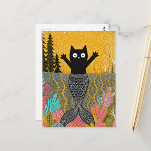 Cartão Postal Sereia Gata Kitty Única