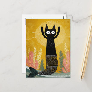 Cartão Postal Sereia Gata Preta Única