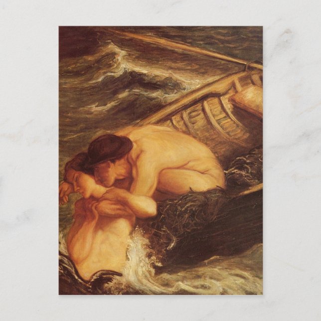 Cartão Postal Sereia & marinheiro no mar (Frente)