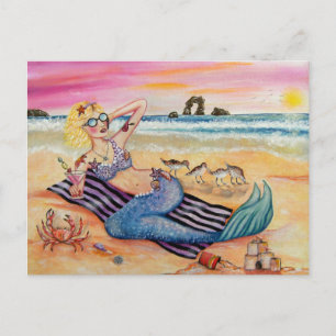 Cartão Postal Sereia nas Férias