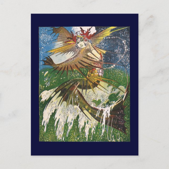 Cartão Postal Sereia pilotando uma onda (Frente)