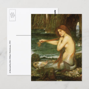 Cartão Postal Sereia por John William Waterhouse