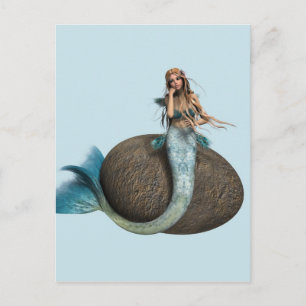 Cartão Postal Sereia Sonhadora Golfinho Arte Fantasia Subaquátic