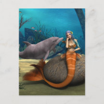 Sereia Sonhadora Golfinho Arte Fantasia Subaquátic