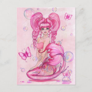 Cartão postal "Sereias e Borboletas: Rosa"