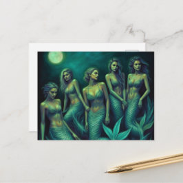Cartão Postal Sereias na Noite de Lua Cheia