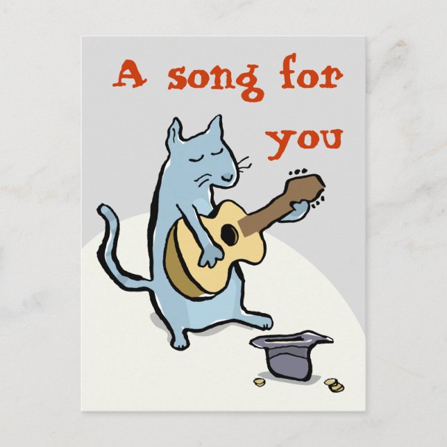 Cartão Postal serenata de gato - personalizável (Frente)