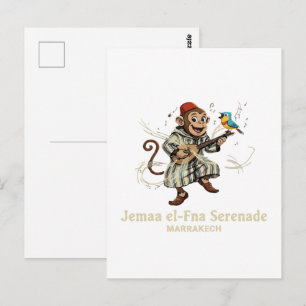 Cartão Postal Serenata Jemaa el-Fna Marrakech Macaco e Pássaro
