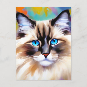 Cartão Postal Serene Feline Ragdoll Beauty