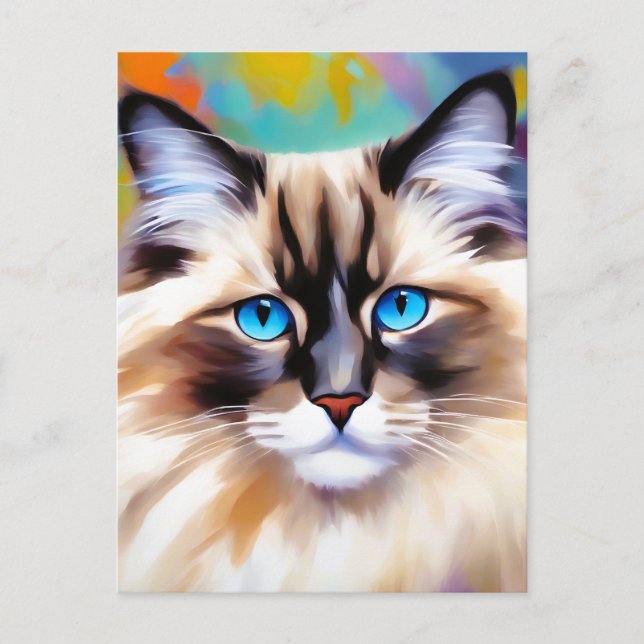 Cartão Postal Serene Feline Ragdoll Beauty (Frente)