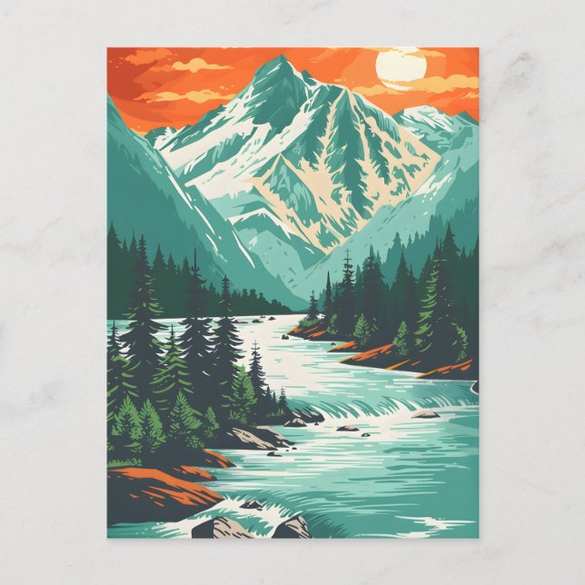 Cartão Postal Serene Mountain Stream Art (Frente)