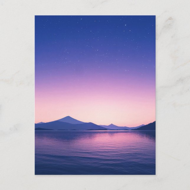 Cartão Postal Serene Starry Night Mountain Lake (Frente)
