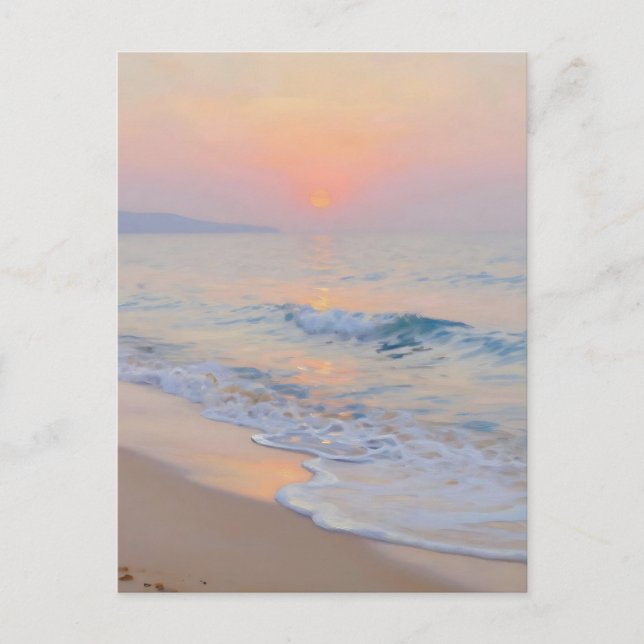 Cartão Postal Serene Sunset Beach Ocean Glow (Frente)
