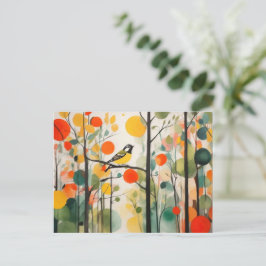 Cartão Postal Serene Watercolor Woodland Bird Em Primavera