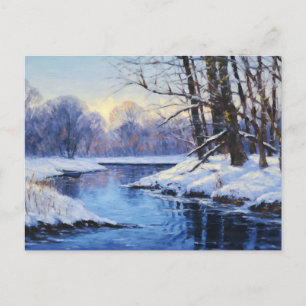 Cartão Postal Serenidade de Inverno junto ao Rio Havel Congelado