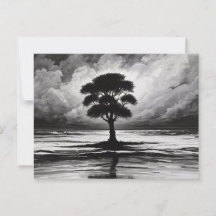 Cartão Postal Serenidade Solitária: Resiliência de Uma Árvore
