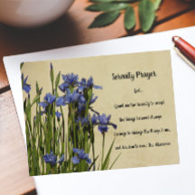 Serenity Prayer Blue Irises Floral