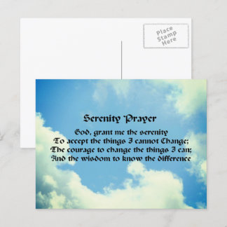 Cartão Postal Serenity Prayer Blue Sky Inspiração