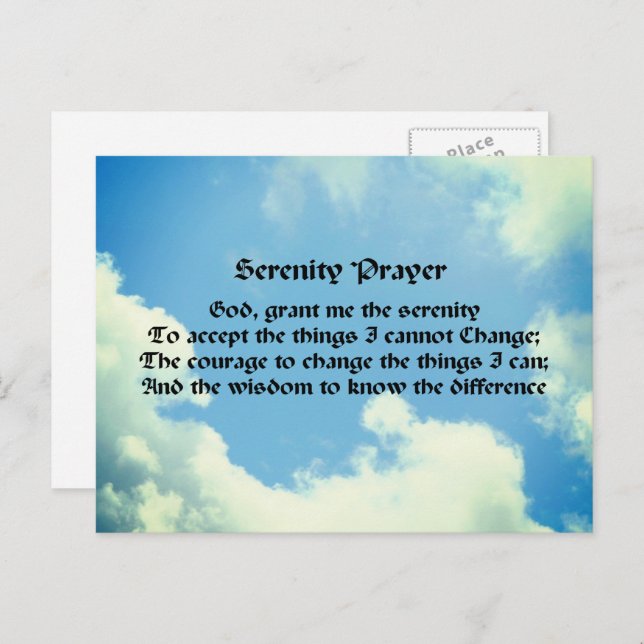 Cartão Postal Serenity Prayer Blue Sky Inspiração (Frente/Verso)