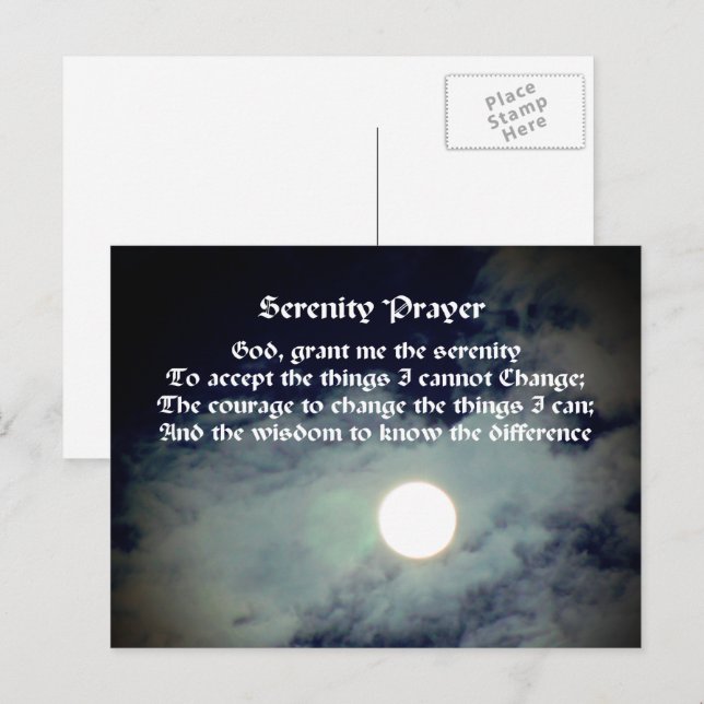 Cartão Postal Serenity Prayer Full Moon Inspiration (Frente/Verso)