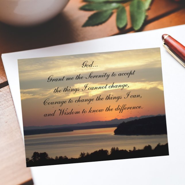 Cartão Postal Serenity Prayer Orange Seascape Sunset (Criador carregado)
