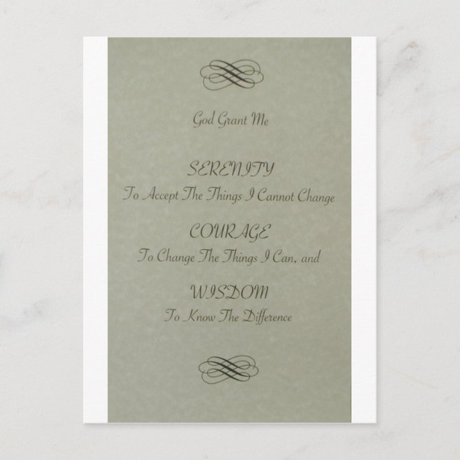 Cartão Postal Serenity Prayer Poem (Frente)