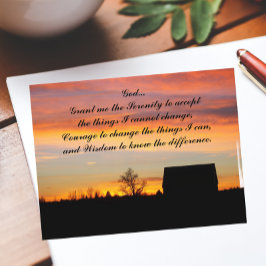 Cartão Postal Serenity Prayer Sunset Silhouscape