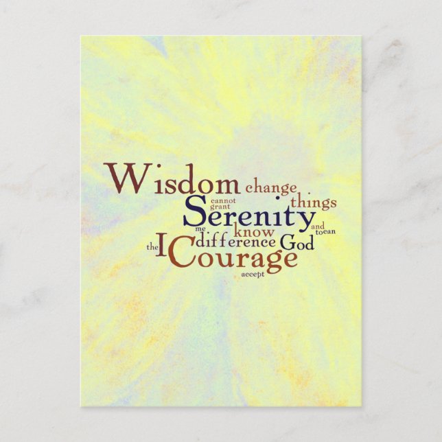 Cartão Postal Serenity Prayer Wordle em abstrato (Frente)