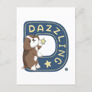 Cartão Postal Série Alfabeto: Ilustração de Beagle "D"