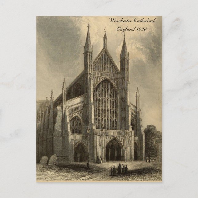 Cartão Postal Série Cathedrals of England: Winchester 1836 (Frente)