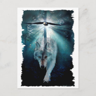 Cartão Postal Série WOLF & EAGLE Wildlife