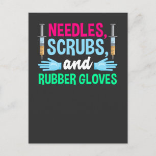 Cartão Postal Seringa Phlebotomista Engraçada e Funcionário do S