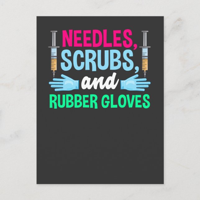 Cartão Postal Seringa Phlebotomista Engraçada e Funcionário do S (Frente)