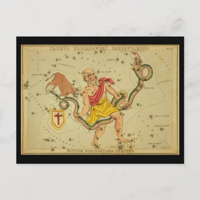Cartão Postal Serpens, Taurus Poniatowski, Serpentarius, etc. (Frente)