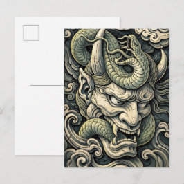 Cartão Postal Serpente Demônio Chifrudo Feroz Tempestade Pop Art