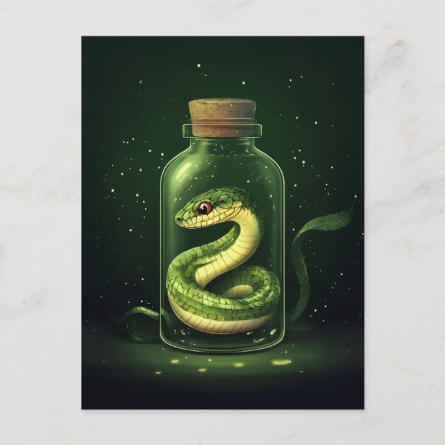 Cartão Postal Serpente Encantada em Jar de Vidro (Frente)