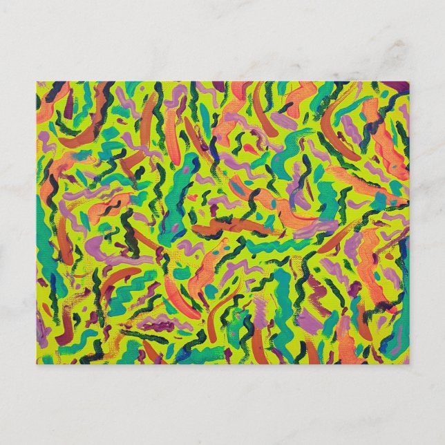 Cartão Postal Serpentinas de festa sobre amarelo  (Frente)