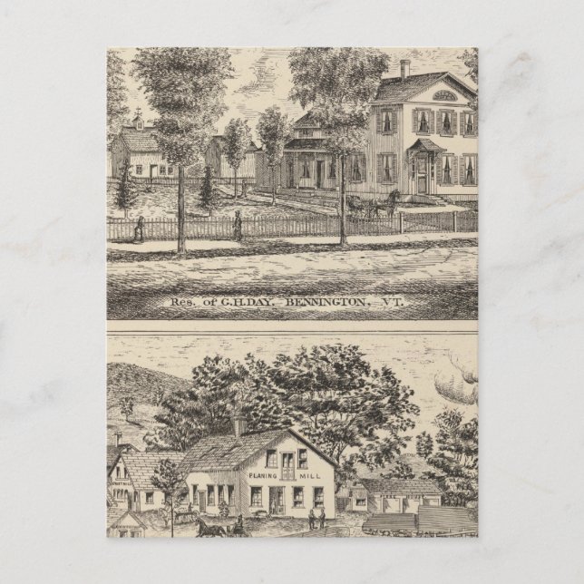 Cartão Postal Serrarias e Moinhos de Arlington Vermont (Frente)