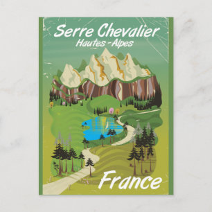 Cartão Postal Serre Chevalier, poster de viagens de esqui da Fra