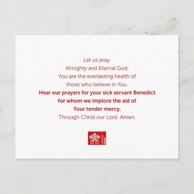 Cartão Postal Servant Benedict (Frente)