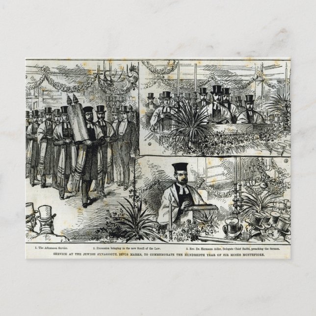 Cartão Postal Service at the Jewish Synagogue (Frente)