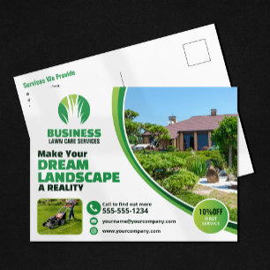 Cartão Postal Serviço de Paisagismo de Corte de Grama de Árvore