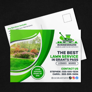 Cartão Postal Serviço de Paisagismo e Manutenção de Jardins Gree