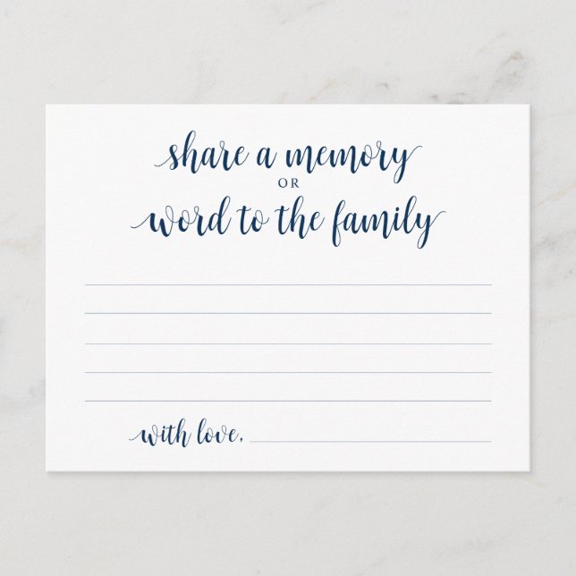 Cartão Postal Serviço Funeral, Marinho Azul, Compartilhe um Cart (Frente)