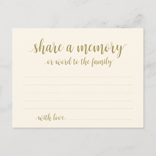 Cartão Postal Serviço Funeral, ouro clássico, Compartilhe um car (Frente)