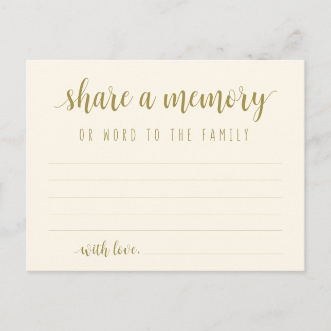 Cartão Postal Serviço Funeral, ouro clássico, Compartilhe um car (Frente)