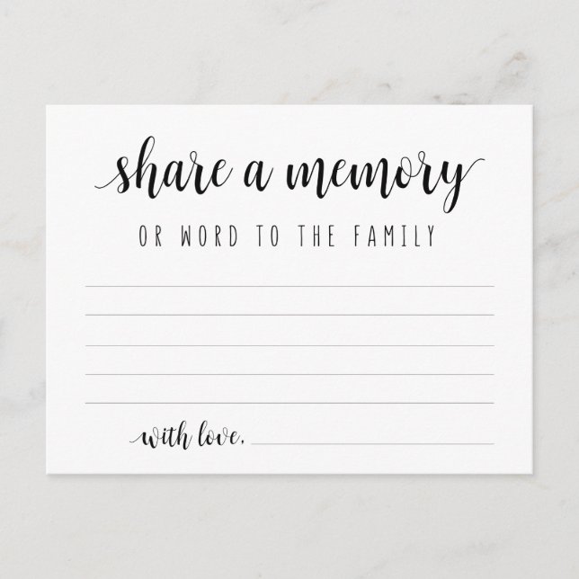 Cartão Postal Serviço Funeral, Script Preto, Compartilhe um Cart (Frente)