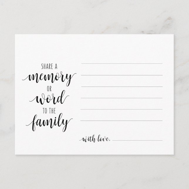 Cartão Postal Serviço Funeral, Script Preto, Compartilhe um Cart (Frente)