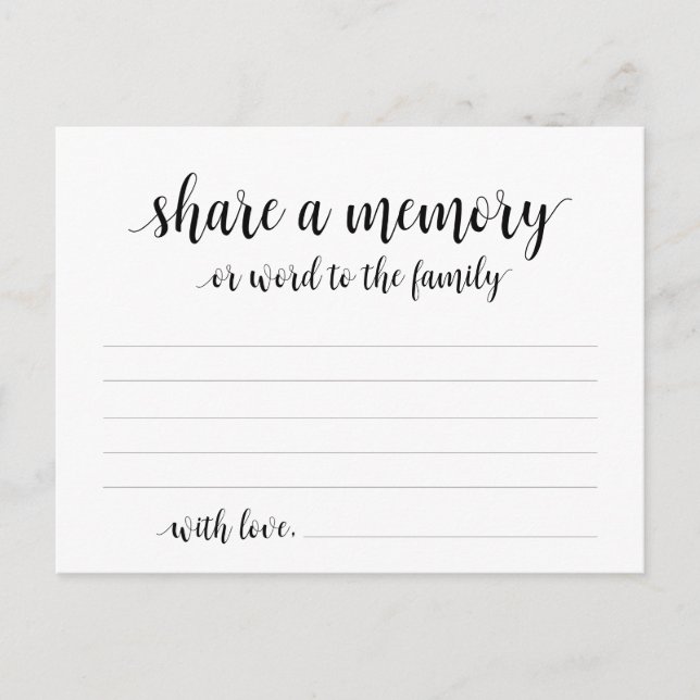 Cartão Postal Serviço Funeral, Script Preto, Compartilhe um Cart (Frente)