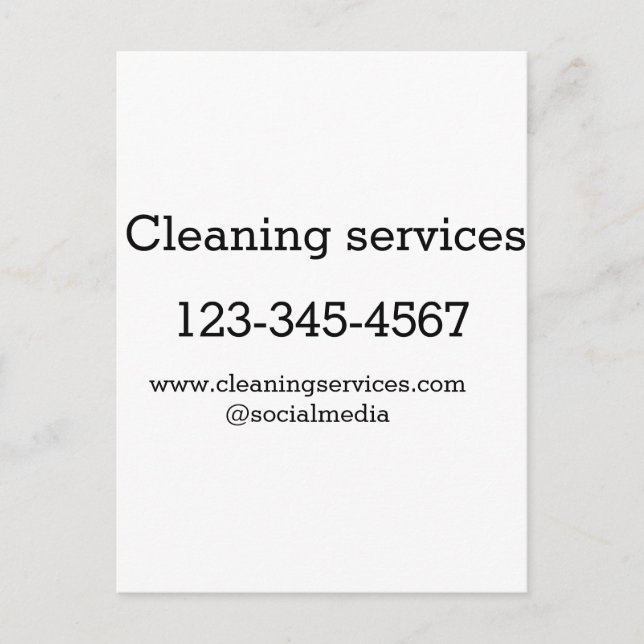 Cartão Postal Serviços de limpeza adicionar número de endereço d (Frente)